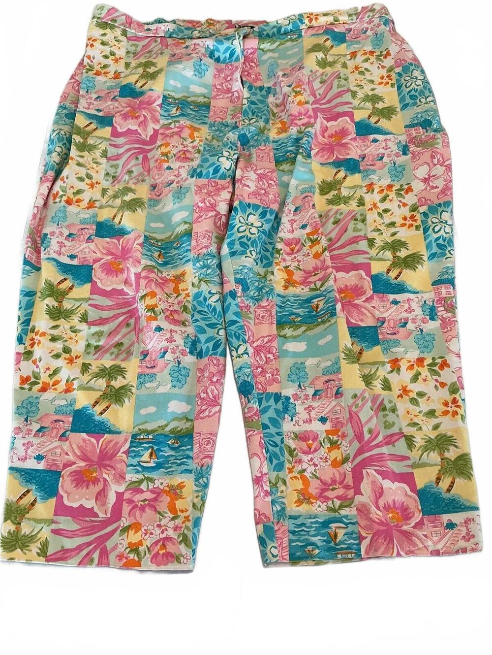Dressbarn Woman 22W Tropical Floral Print Capri Pants